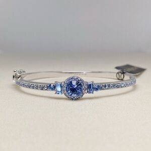 Givenchy Silver-Tone Round Crystal and Pavé Hinged Bangle Bracelet From Macy’s